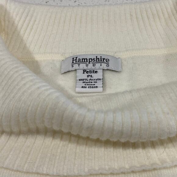 Hampshire Studio Women's Sweater turtleneck Size PL Cream - Picture 2 of 4